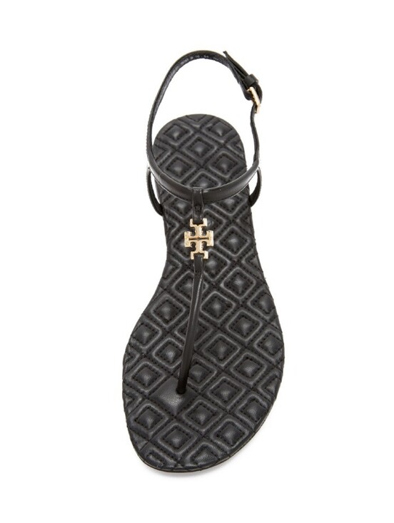 Tory Burch Shoes - TORY BURCH Marion Quilted T-Strap Flat Sandals with Gold Logo Accent